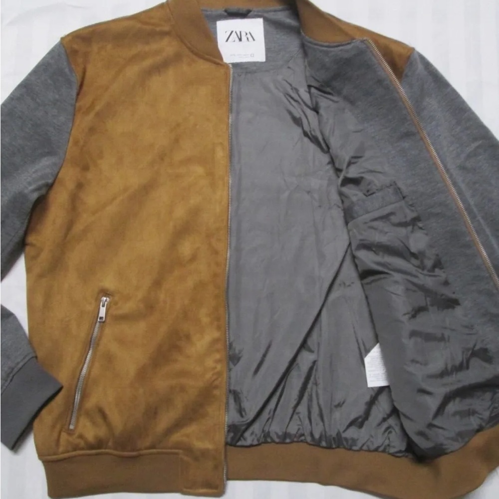 Zara men’s medium bomber jacket feaux suede